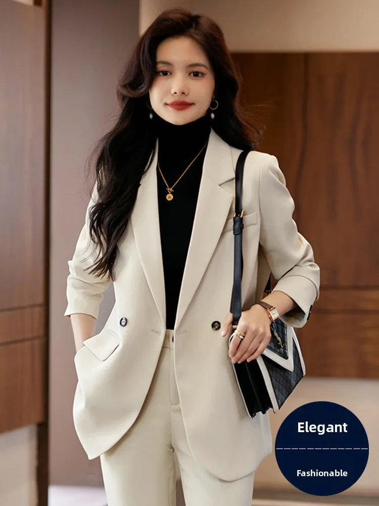 Elegant Women's Suit Set High-End Feelings Street Style Small Ladies'  Casual Commute Interview Applicable Polyester
