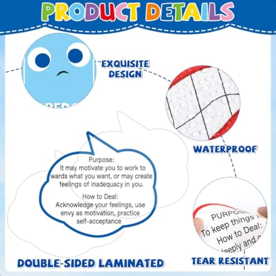 مجموعة ديكورات لوحة الإعلانات للصحة العقلية، جميع المشاعر، ديكور الفصل الدراسي، العودة إلى المدرسة، ديكور الحائط، إلهام العاطفة