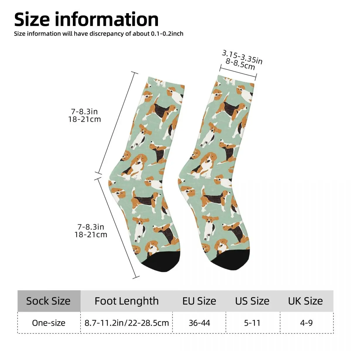 Beagle Scatter Mint Socks Harajuku High Quality Stockings All Season Long Socks Accessories for Unisex Christmas Gifts