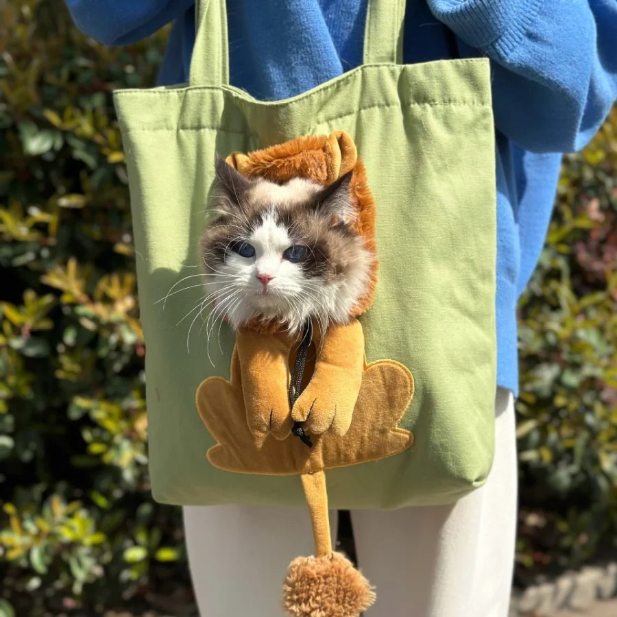 

Cute Cat Bag Kitty Travel Portable Breathable Hole Kawaii Cat Bag Shoulder Bag Canvas Soft Outdoor Women Lion Mochila Gato Cat