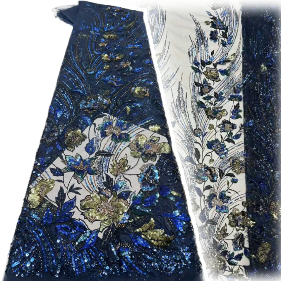 

Новый дизайн, роскошная африканская ткань с бисером и кружевом для жениха, высококачественная нигерийская ткань с пайетками для пошива праздничных платьев 2026, 2344