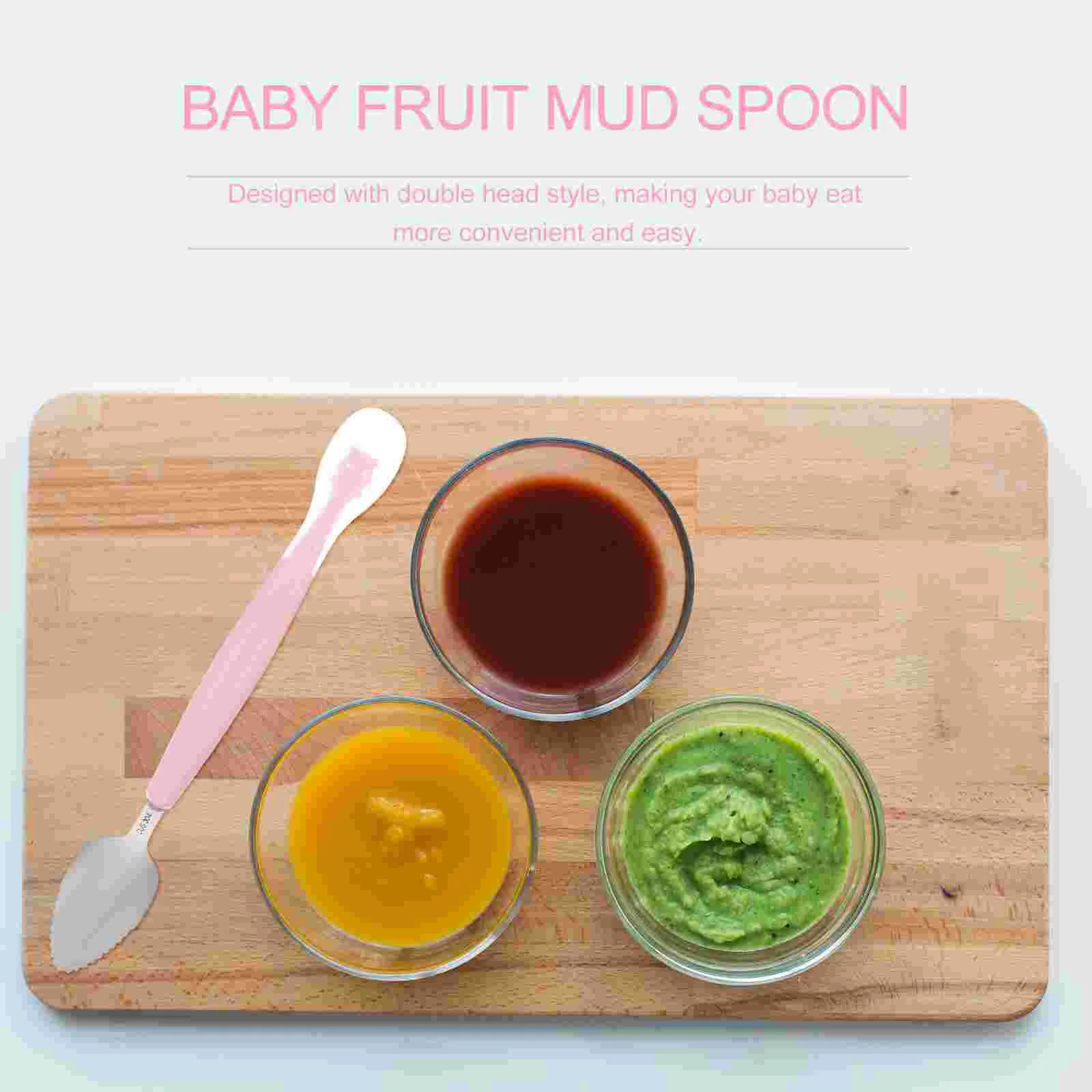 Baby Fruit Scraper Spoon Toddler Utensils Food Pink Silica Gel Adorable Dessert