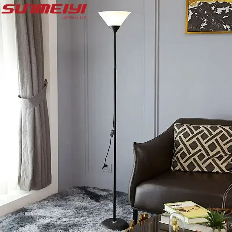 Nordic Minimalist and Fashionable Floor Lamp E27 Living Room Bedroom Study Bedside Modern Multifunctional LED Vertical Lamp