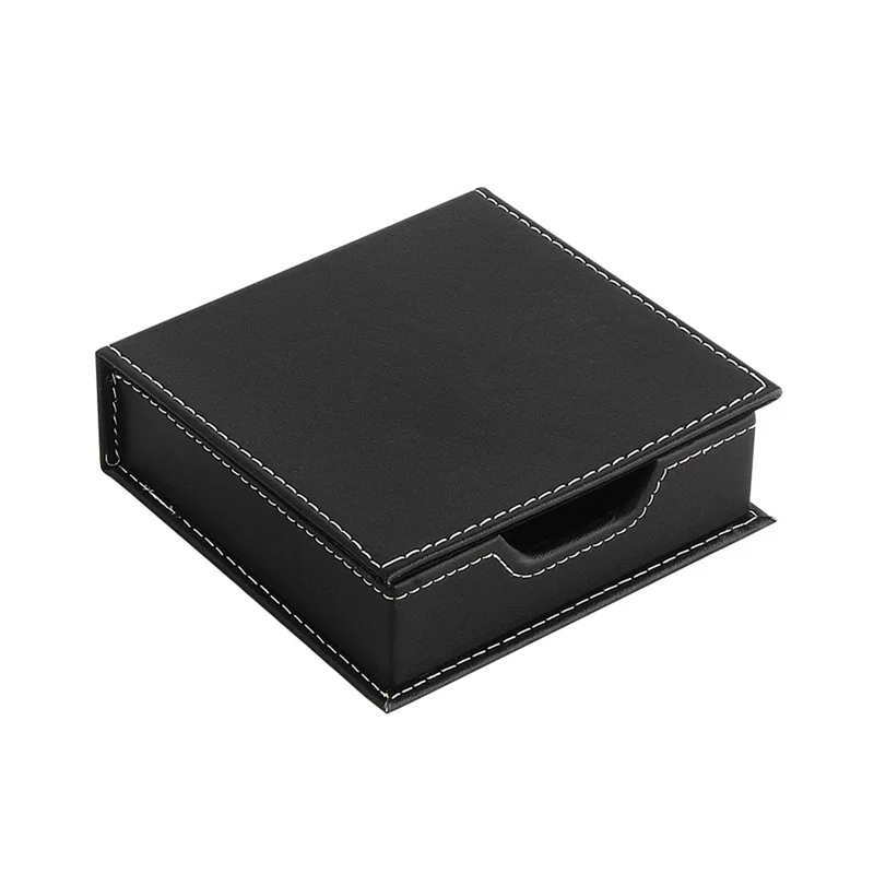 

Высококачественная коробка для заметок из искусственной кожи, настольные аксессуары, органайзер, держатель для карт, держатель для заметок, коробка для хранения липких заметок, офисные школьные принадлежности