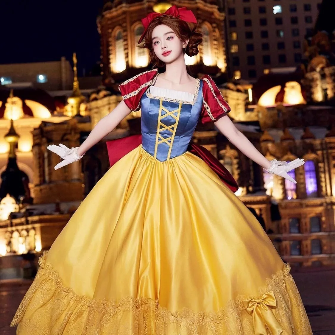 

Snow White Dress Women Princess Cosplay Costume Adults Halloween Carnival Party Fancy Dressing Up Ladies Long Dress