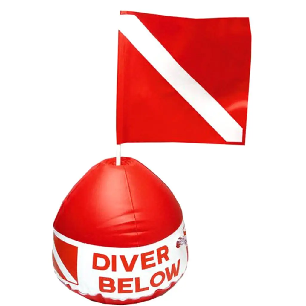 

Surface Marker Inflatable Dive Flag Buoy Float Scuba Diving Dive Snorkeling Sign Buoy Red White Safe Float Diver Below