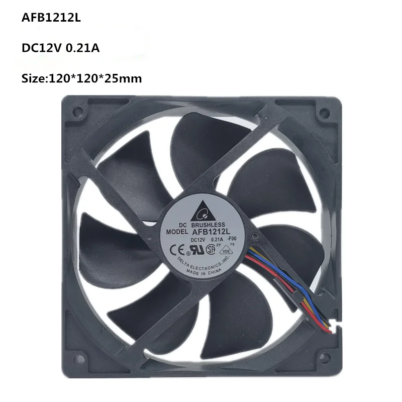 

New Original for Delta 12V 0.21A AFB1212L 12CM 12025 Double Ball Bearing Computer Case Quiet Cooling Fan 2/3/4 Wire