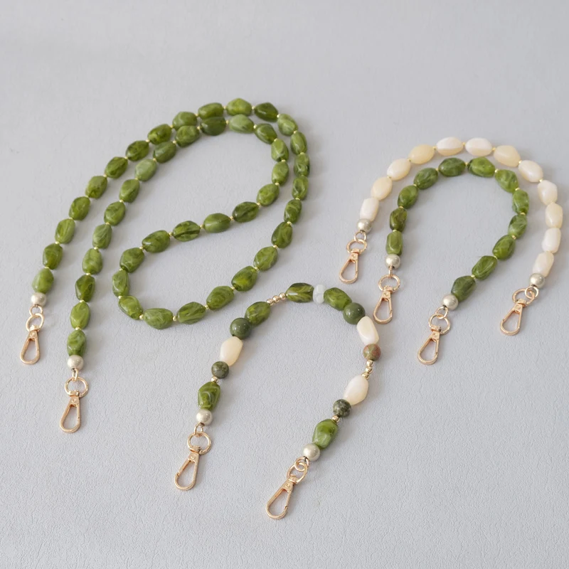 Fashion for Woman Bag Accessory Detachable Green Beaded Chains Cute Acrylic Luxury Strap Women Elegant Bag Shoulder Handle Chain