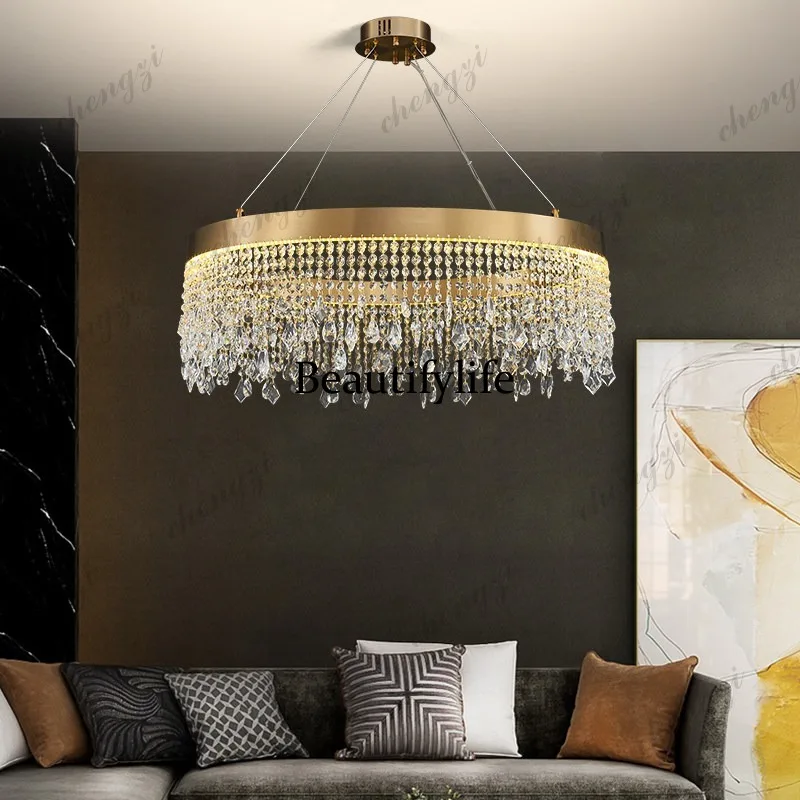 01A Middle Eastern style crystal led living room chandelier energy saving simple retro stainless steel lamp