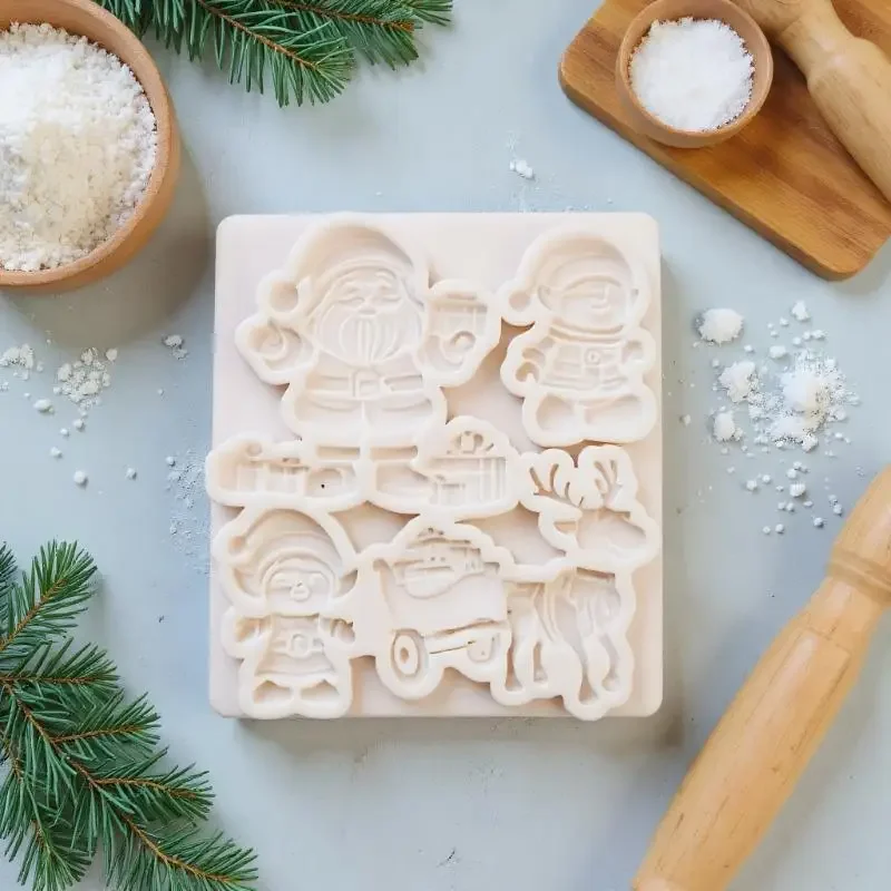 Reindeer Santa Claus Sleigh Elf Christmas Silicone Sugarcraft Mold Cupcake Baking Mould Fondant Cake Decorating Tools