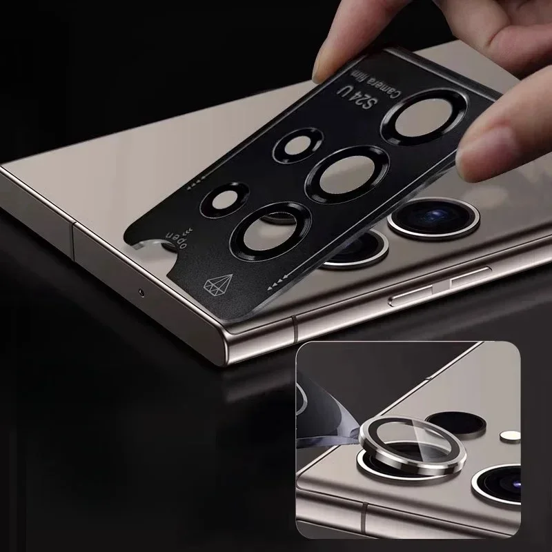 HD حلقة معدنية الزجاج المقسى عدسة الكاميرا فيلم لسامسونج S25 الترا زائد المضادة للخدش حماية الكاميرا الغطاء الخلفي وعرة