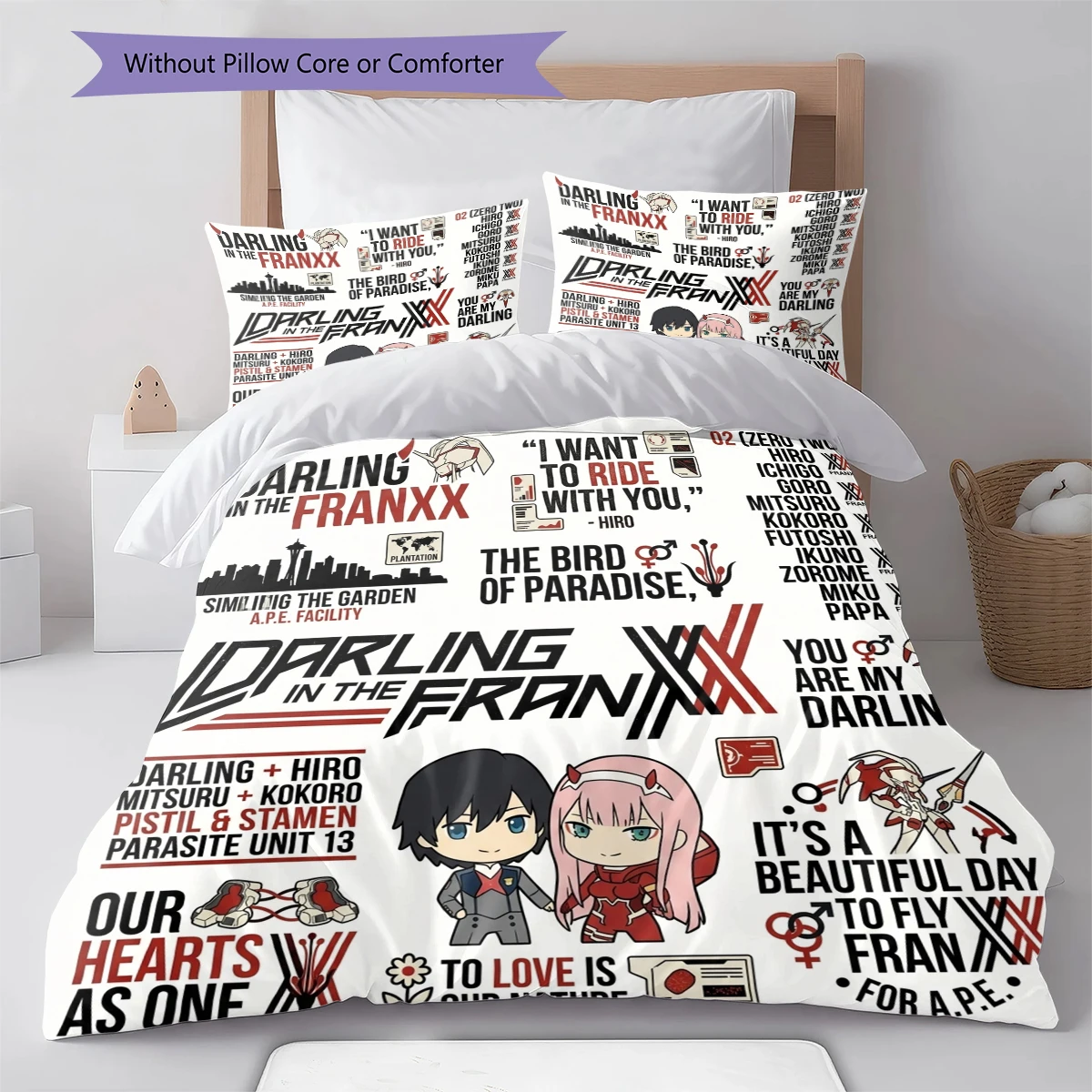 DARLING in the FRANXX Duvet Cover Comfortable Soft, Children Bedding Gift Set, Extra LargeVarious Sizes -HE12