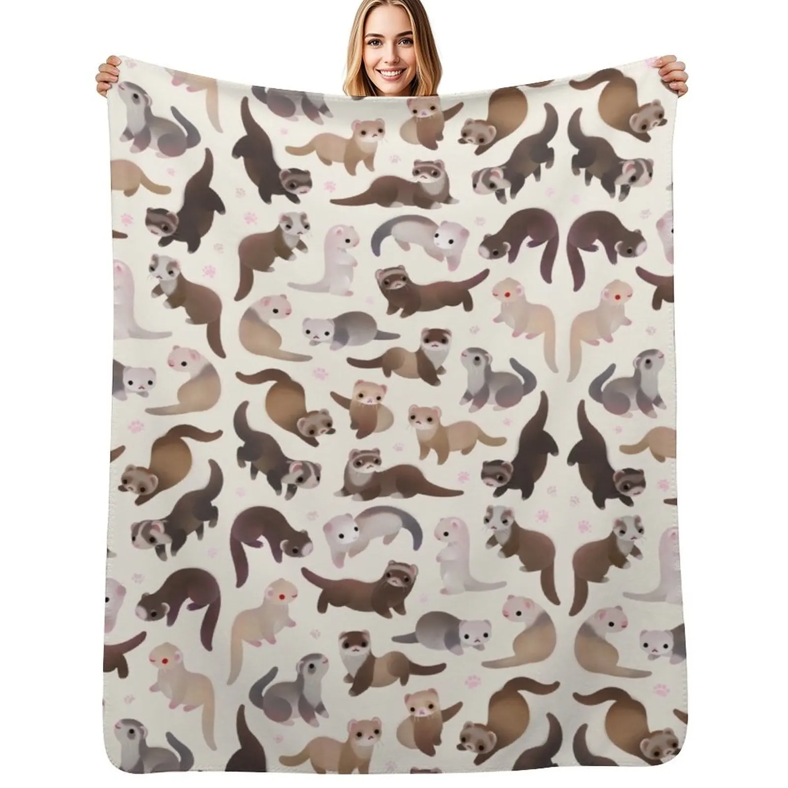 Ferret - bright Throw Blanket for winter Luxury St Furrys Thins Baby Plaid on the sofa Blankets