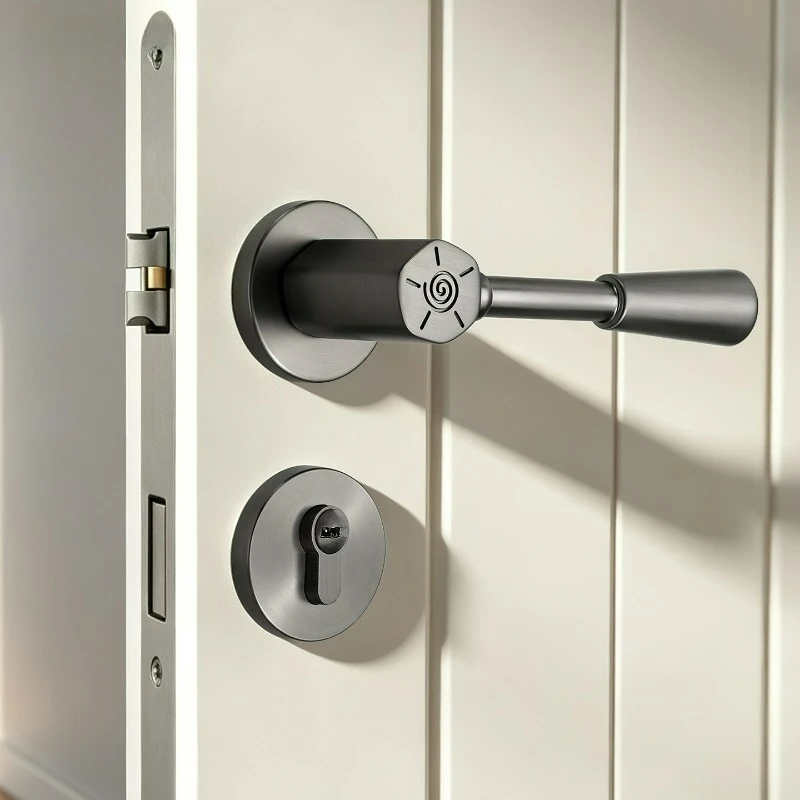 French-style Minimalist Bedroom/kitchen Interior Door Handles, Quiet/magnetic Split Door Locks for Office Use