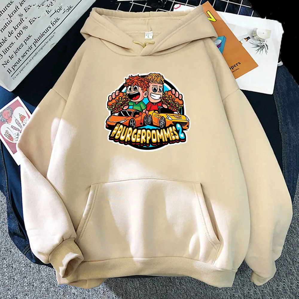 Burgerpommes 2 Printing Hoodies Marvin Vlogt ICrimax Sweatshirts Funny Cartoon Graphic Pullovers for Winter Hooded Fleece Hoodie