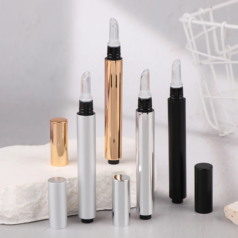

3 мл золотые/серебристые/матовые черные поворотные ручки, пустой блеск для губ, силиконовый наконечник кисти, косметический контейнер для масла от прыщей, тюбик для консилера