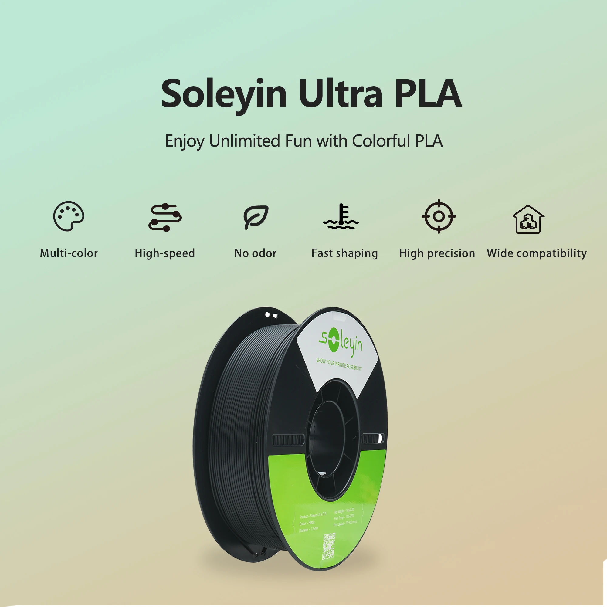 

Creality Soleyin Ultra PLA 3D Printer Filament PLA Filament 1.75mm High Speed Fit Most FDM 3D Printers, 1kg Spool (2.2lbs)