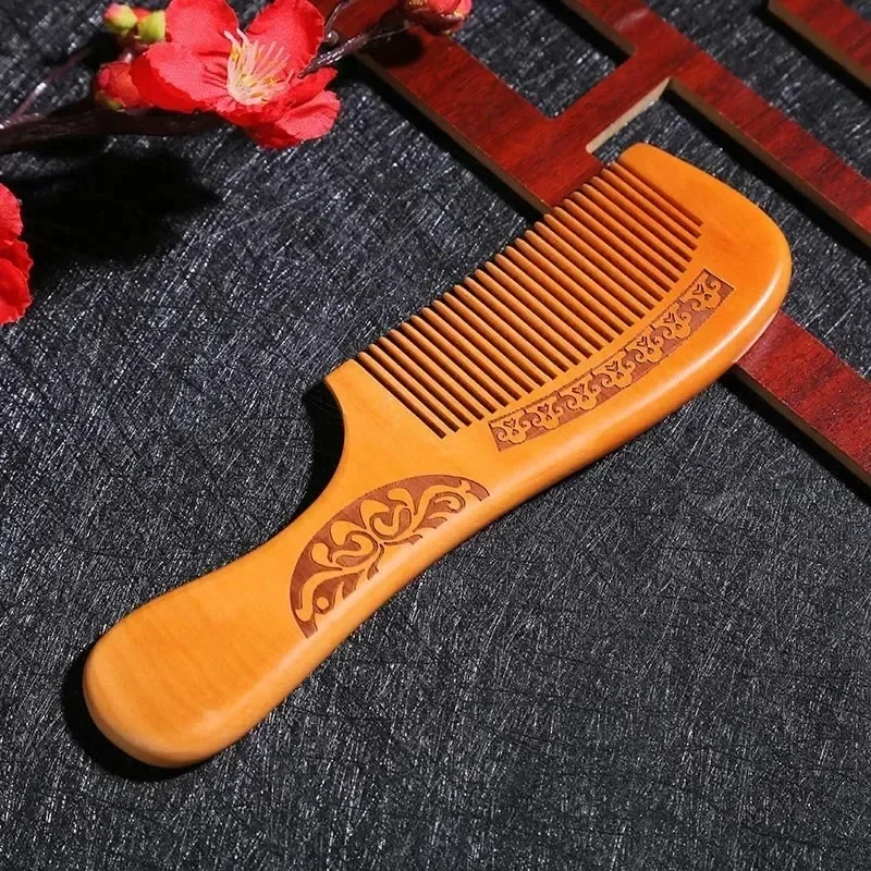 Natural Peach Wood Hair Comb Close Teeth Anti-static Head Massage Hair Care Wooden Tools Beauty Accessories Расческа Для Волос