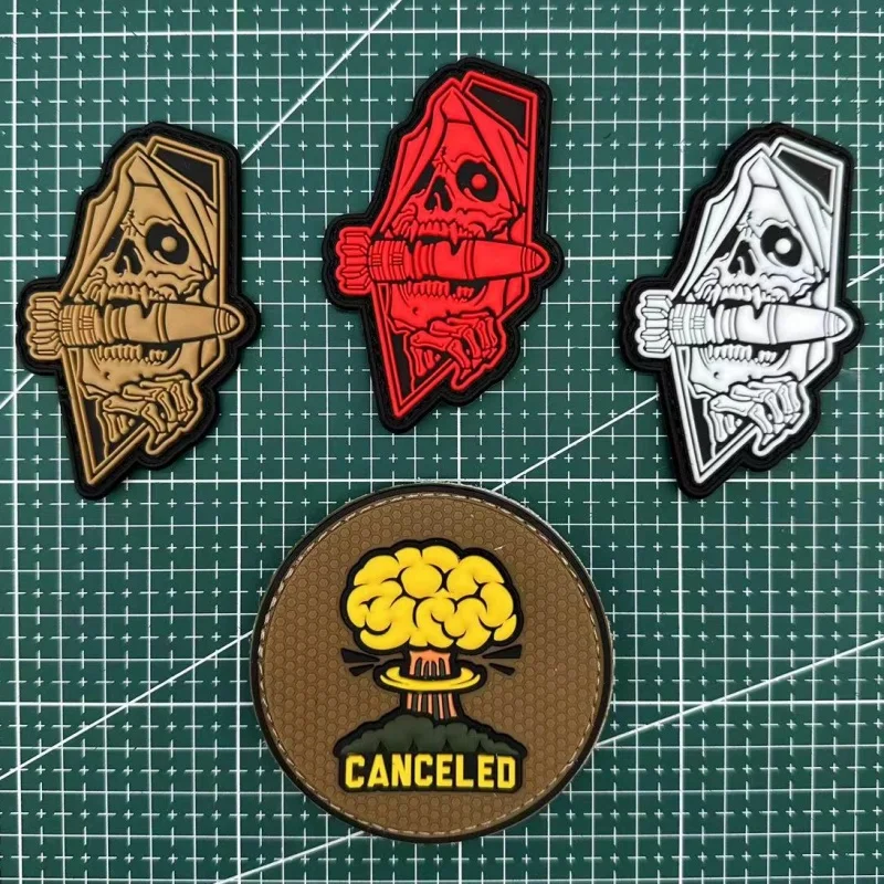 

Halloween Skull Missile Morale Badge Nuclear PVC Hook and Loop Patches Tactical Armband Hat Backpack Decorative Stickers