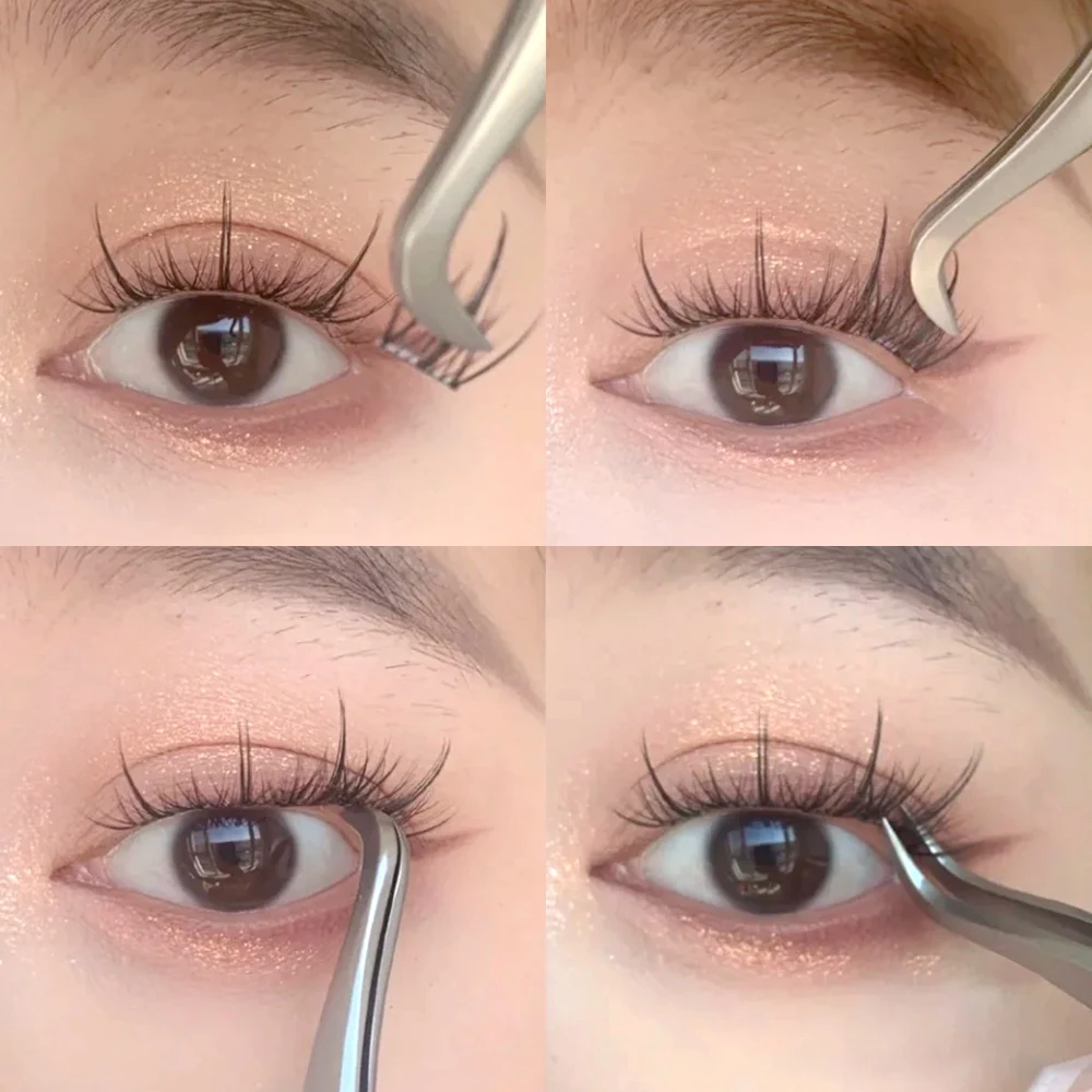 Set di ciglia finte Natural Individual Lashes Eye Makeup Manga Thick Wispy Soft ciglia finte Extension Cluster Kit pinzette colla