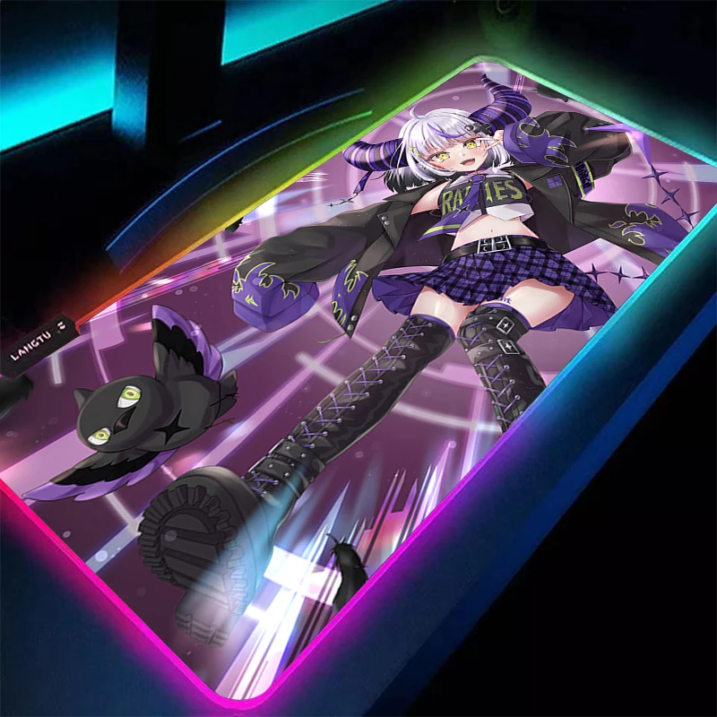 

RGB компьютерный коврик для клавиатуры Varmilo Hololive La Darknesss коврик для мыши аниме игровые аксессуары настольный геймер светодиодный настольный коврик HD коврик для мыши