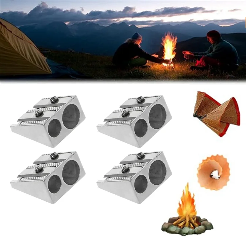 

4Pcs Magnesium Pencil Sharpener Survival Multi-Function Magnesium Alloy Survival Pencil Sharpener Easy Install Easy To Use