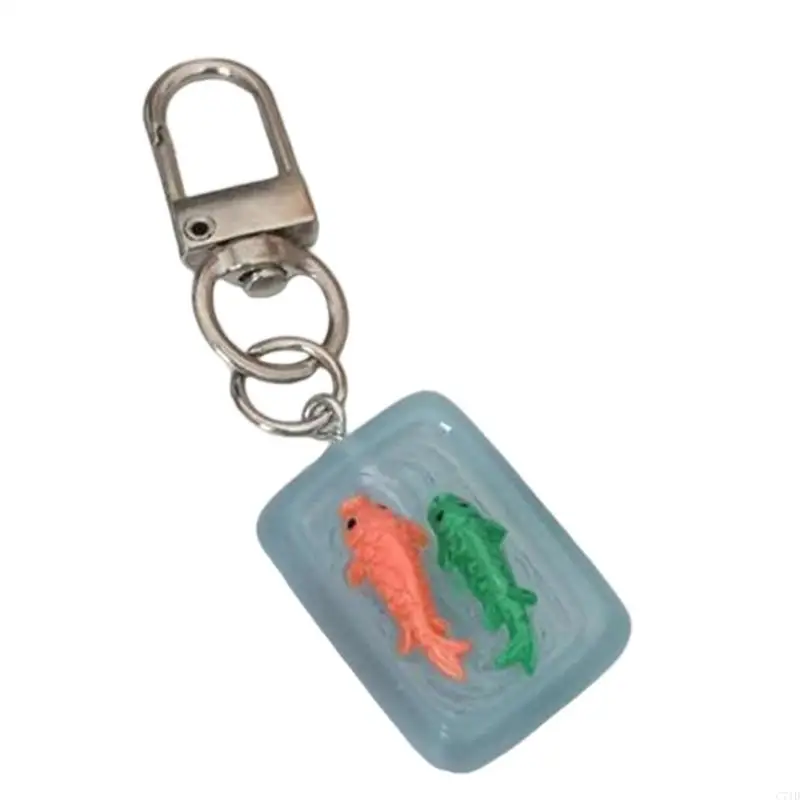Novelty Miniature Aquarium Keychain With Night Light Function Resin Holder Pendant For Teens Accessories
