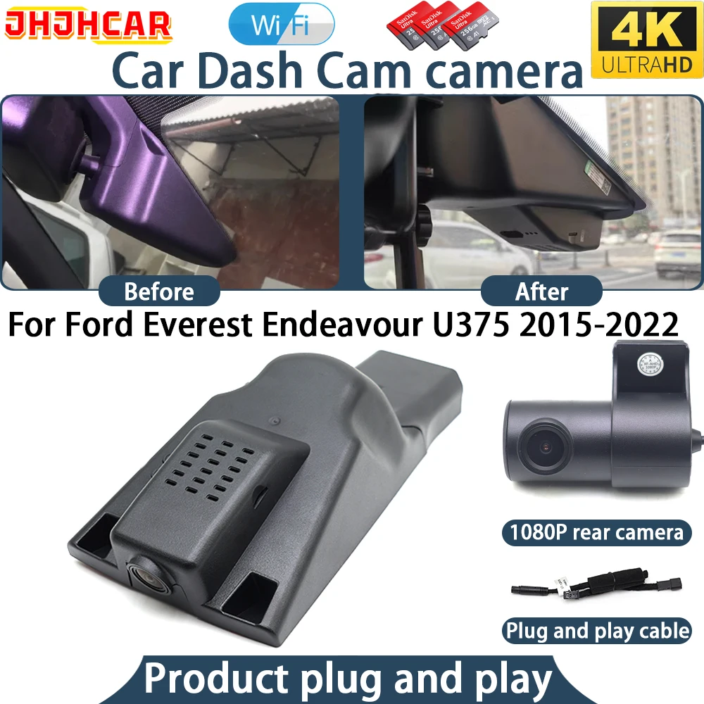 4K Dash Cam For Ford Everest Endeavour U375 2015-2022 Plug And Play WiFi DVR Car Camera Video Recorder  170° Wide Angle Night