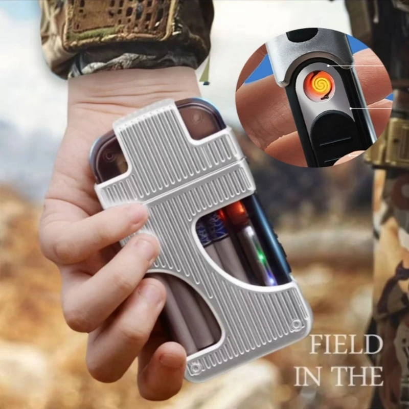 Windproof and Moisture-proof Cigarette Box USB Charging Lighter Outdoor Portable Coarse Medium and Fine Universal Lighter