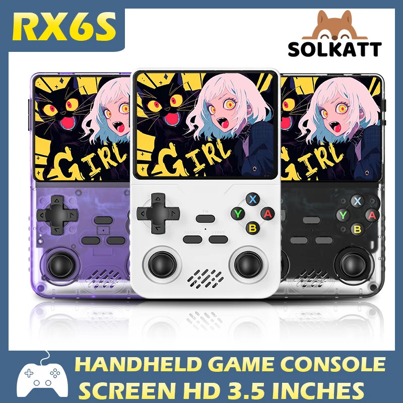 

RX6S Handheld Game Console Dual Joystick Linux System 3.5'' Video IPS Screen Portable Pocket Video Player 128GB Retro Games Gi