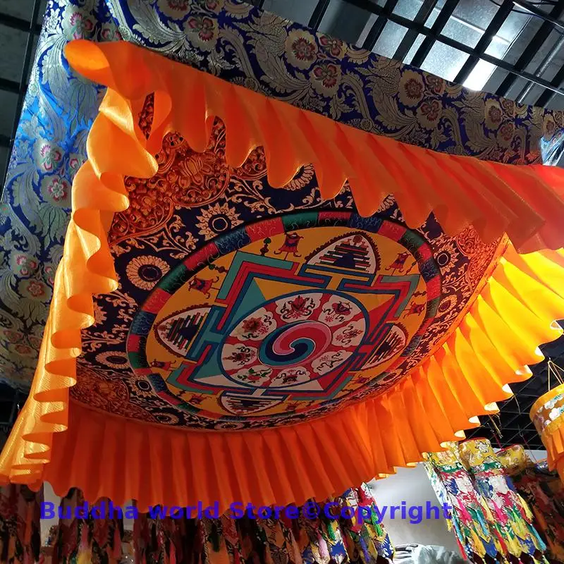 100cm Buddha hall Temple decoration Buddhism Shrine Embroidery Hanging ceiling TOP Altar buddha statue Mandala umbrella cover