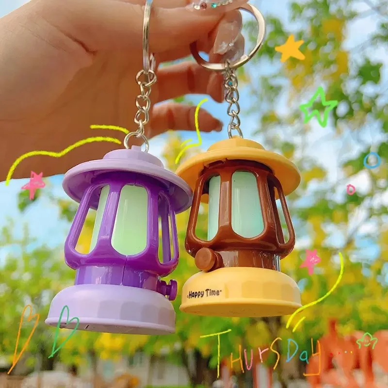 

Retro Mini Light-emitting Table Lamp Keychain Pendant Colourful Ambient Light Pendant Desktop Ornament Christmas Small Gift