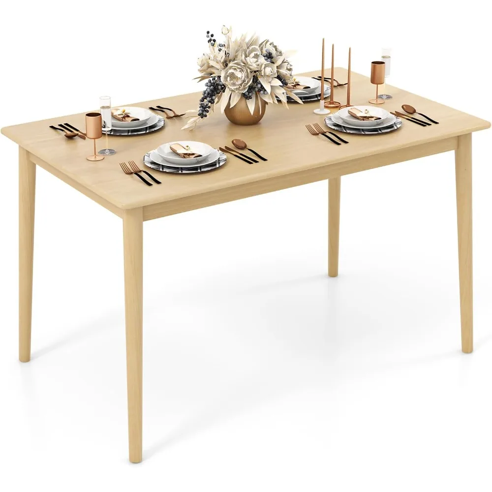 

Giantex 48-Inch Dining Table with Rubber Wood Legs, 220 LBS Capacity, Farmhouse Rectangular Dinette Table for Dinner, Small Spac