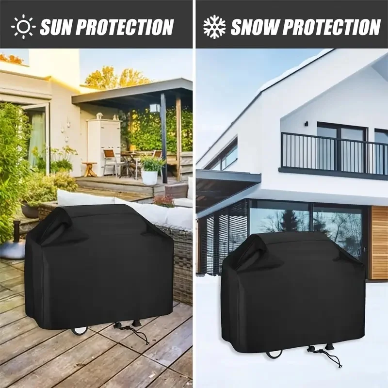 Verbeterde robuuste polyester grillhoes - weerbestendige verstelbare trekkoordsluiting, geschikt voor de meeste grills, meerdere maten