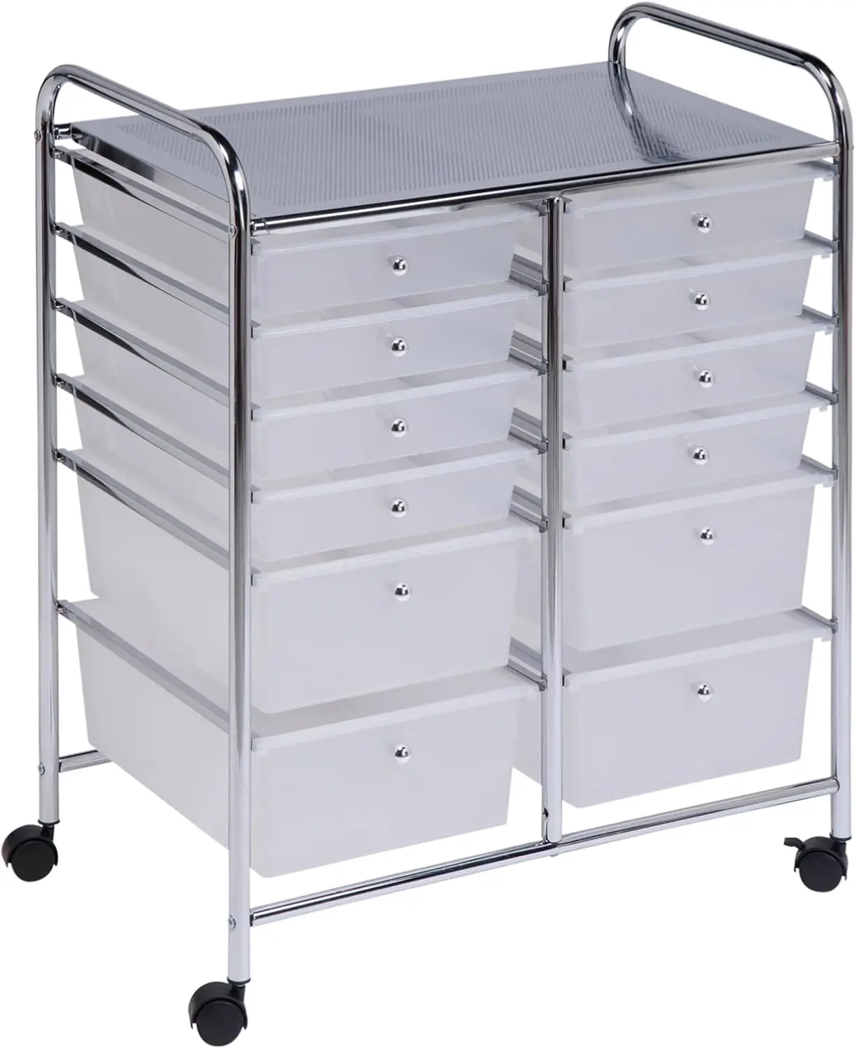 

Mobile 12-Drawer Organizer Cart, Rolling Storage with Plastic Drawers & Wheels, Utility Cart for Home Office Craft Room Supplies