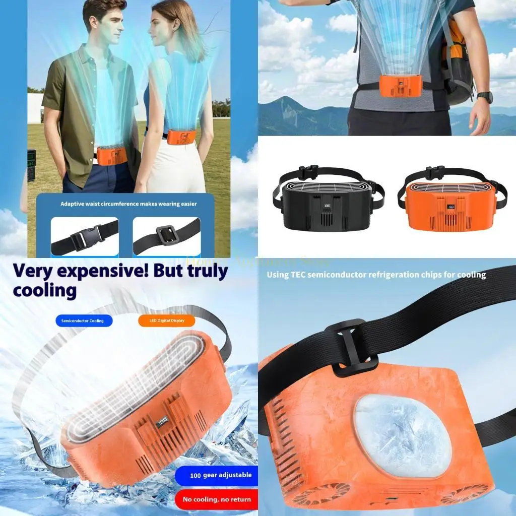D0AB Multifunctional Wearable Cooling Fan 100 Speed Waist Mount Strong Cooling Waist