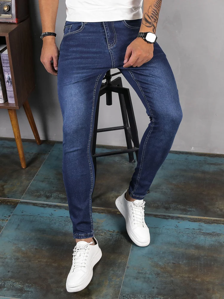 Jeans For Mans Black Slim Fit Quality Blue Casual Male Jeans Pants Skinny Fit Men Pants Hip Hop Streetwear Cotton Denim Trousers