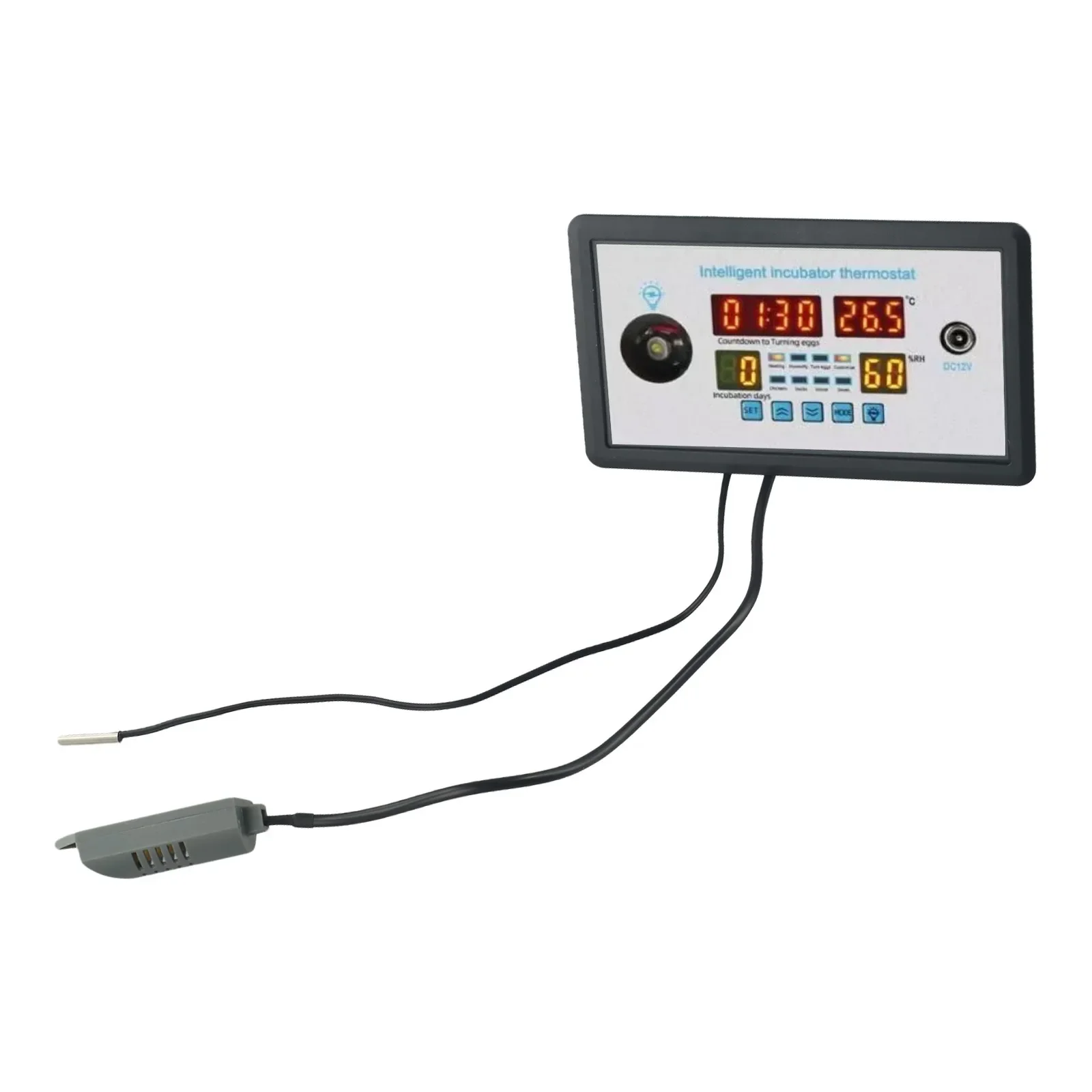 حاضنة تحكم البيض المتقدمة مع أربعة شاشات لعرض درجة الحرارة والرطوبة ومراقبة العد التنازلي