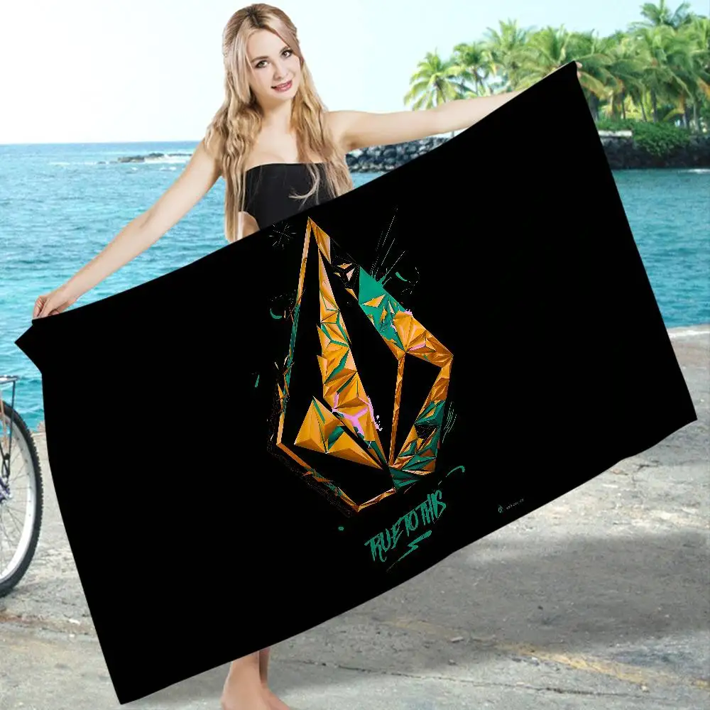 V-Volcoms LOGO Microfiber Printed Beach Towel Mountain Climbing Yoga Beach Swimming Running Absorbent Soft Towel