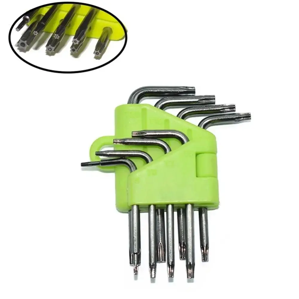 

T5 T7 T8 T9 T15 T20 Hex Torx Wrench Set Portable Easy to Carry Hex Key High Hardness Green Mini Torx Screwdriver Hand Tools