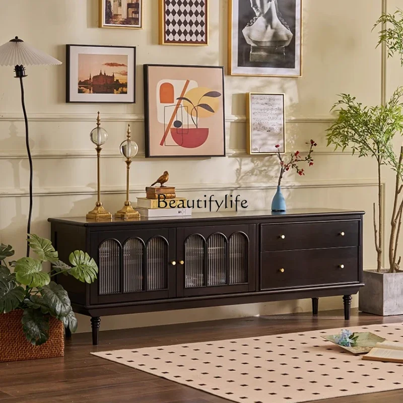 

Американский ретро-шкаф для телевизора из массива дерева, современный стеклянный шкафчик для гостиной в малогабаритной квартире.