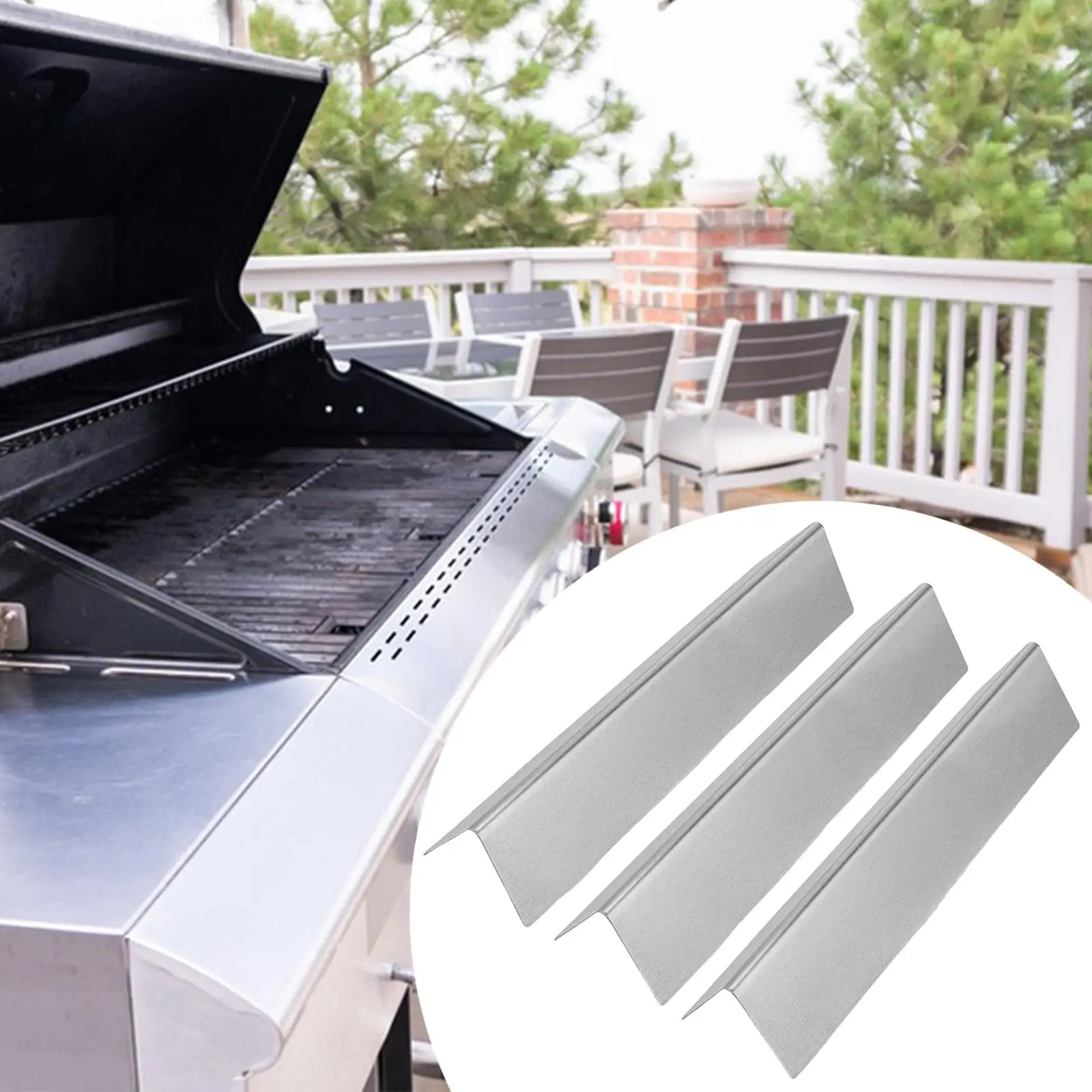 

3-х шт. щитки для нагревательной пластины для гриля, удобный портативный, профессиональный аксессуар, простая в установке замена из нержавеющей стали