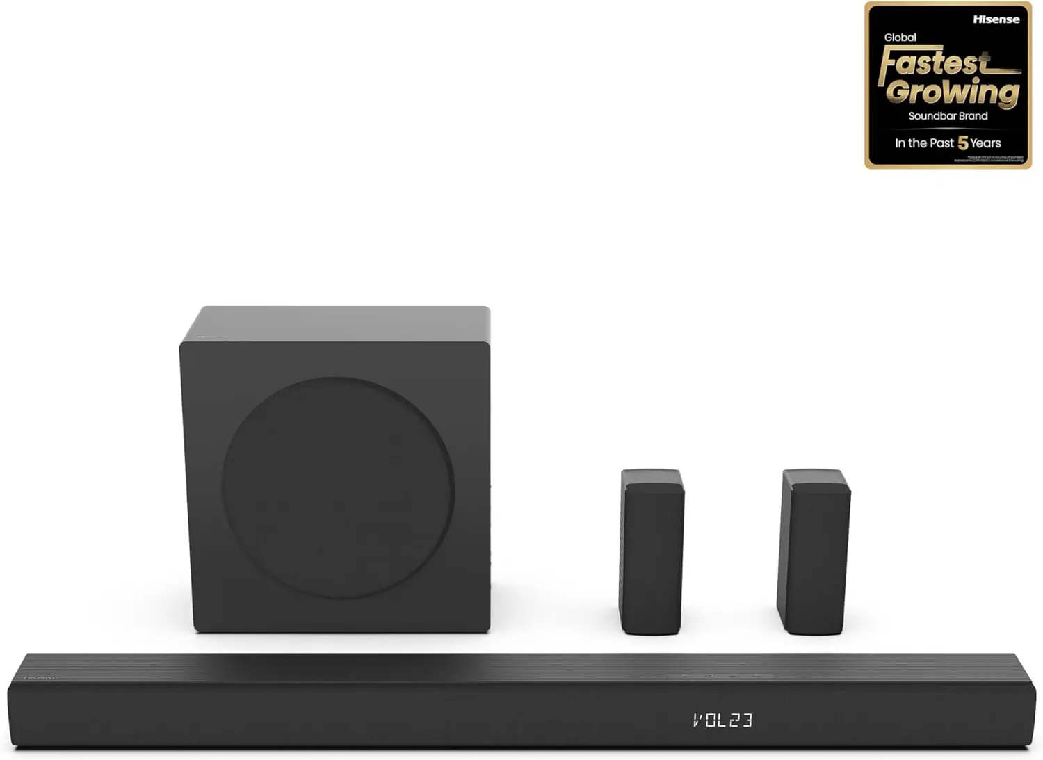 

HS5100 5 1Ch Sound Bar with Wireless Subwoofer 540W Dolby Digital Plus Bluetooth 5 3 EzPlay Roku TV Ready DTS X HDMI AUX ARC