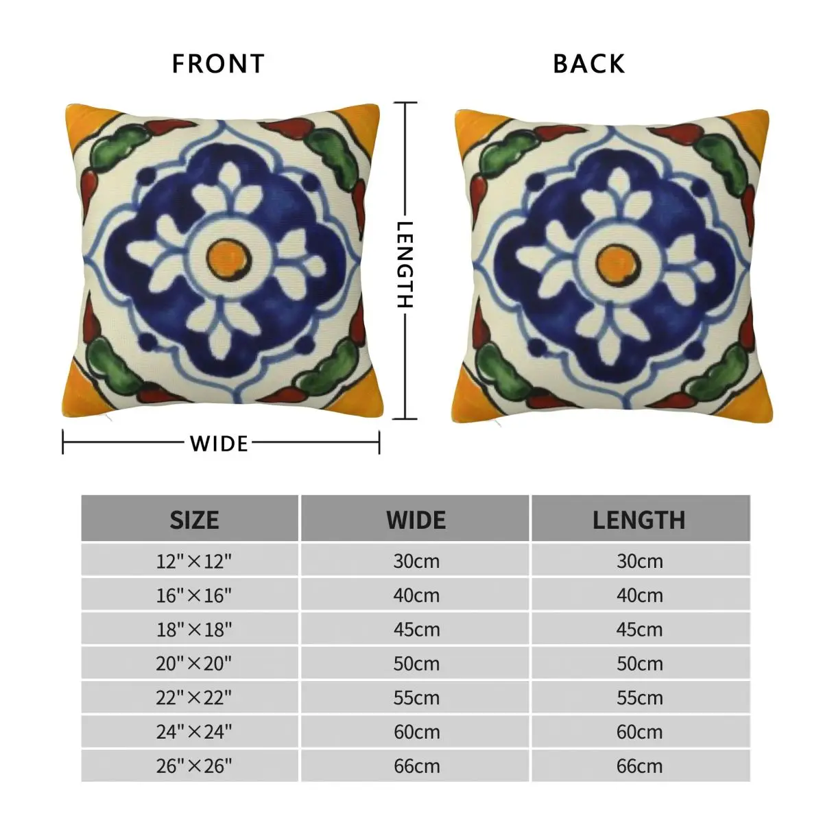 Talavera Tile Square Pillowcase Polyester Linen Velvet Printed Zip Decor Pillow Case Home Cushion Cover 45x45