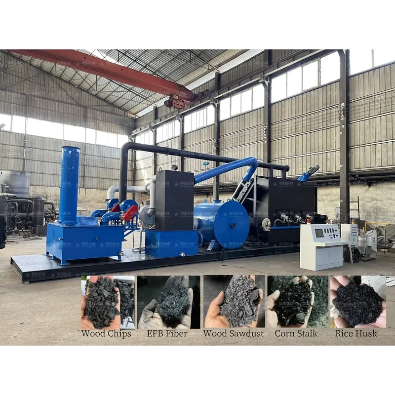 2026 CE Continuous Hydrothermal Carbonization Biochar Machine Horizontal Charcoal Retort Kiln Motor Wood Vinegar Furnace for