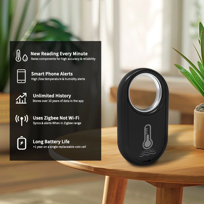 RSH Tuya zigbeetsensore di umidità della temperatura Smart Wireless Application Alarm termometro e igrometro per interni alimentati a batteria