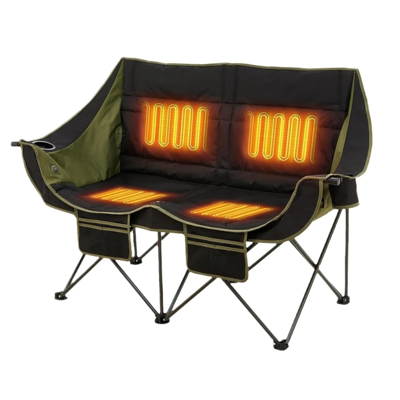 Outdoor Folding Chair Double Heated Chair Portable Backrest Camping Beach Leisure Fishing Sketch Director Armchair