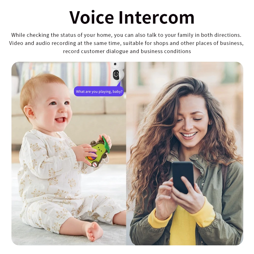 4MP واي فاي كاميرا IP عدسة مزدوجة شاشة مزدوجة مراقبة الطفل واي فاي كاميرا IP عدسة مزدوجة شاشة مراقبة الطفل CCTV كاميرا الأمن O-KAM