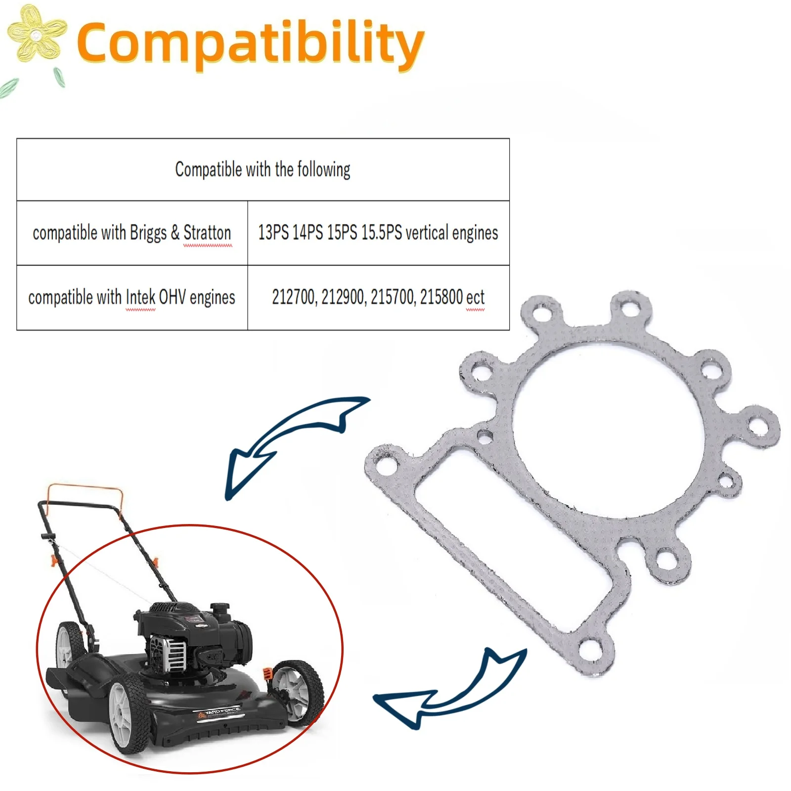 Ruimou 2 قطعة حشية رأس أسطوانة الجزازة OE 273280S 272614 متوافقة مع بريجز وستراتون/متوافقة مع Intek OHV