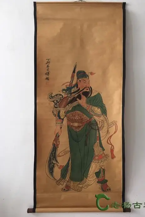 

Antique Hand-painted Chinese Scroll painting,long axis of Guan-Gong,Home Decoration,best collection & adorn